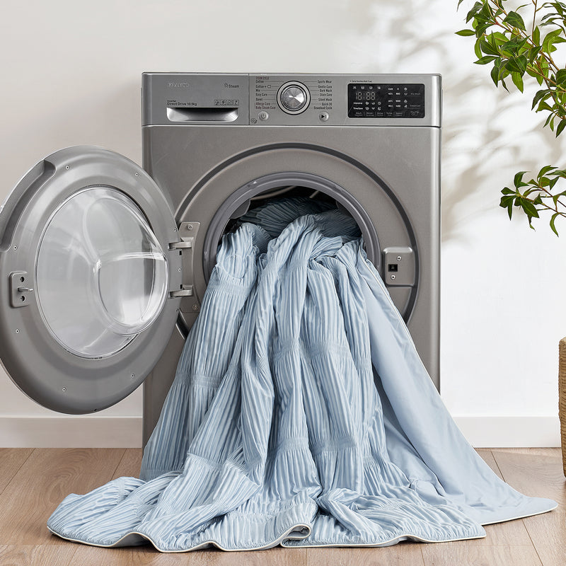 Striped Breathable Cooling Comforter-Blue