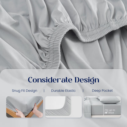 Dream Valley® Cooling Fitted Sheet with Pillowcase Set-Grey