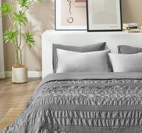 Seersucker Cooling Comforter-Dark Grey