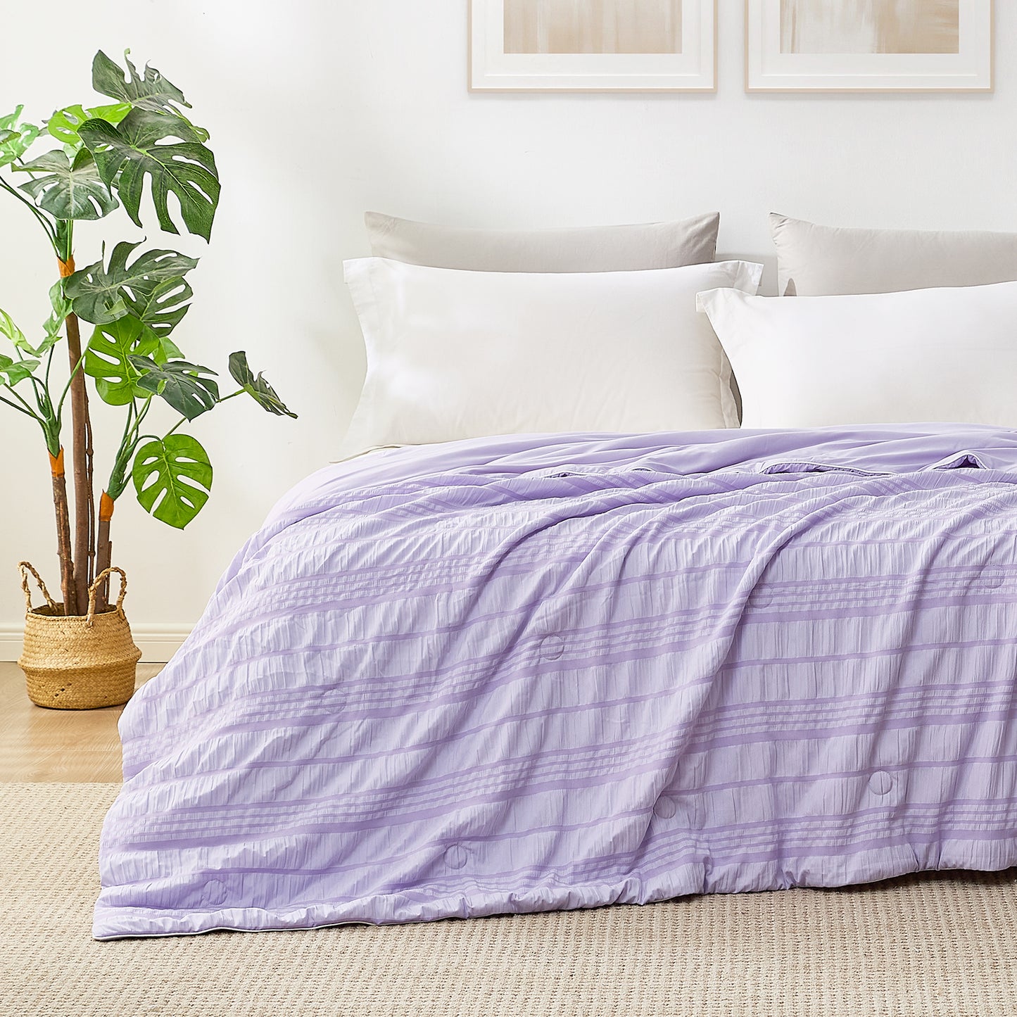 Seersucker Cooling Comforter-Lavender