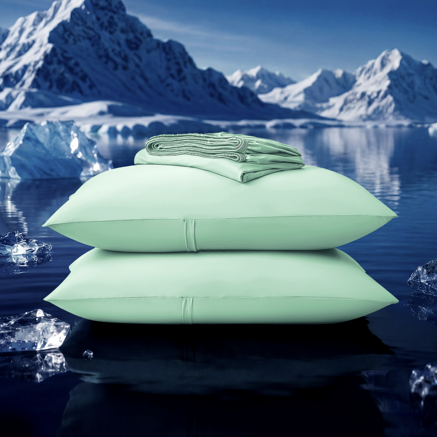 Dream Valley® Cooling Fitted Sheet with Pillowcase Set-Mint Macaron