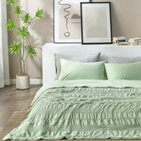 Seersucker Cooling Comforter-Sage Green