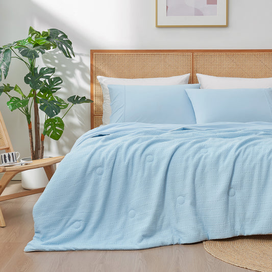 Waffle Dual-Sided Cooling Comforter-Sky Blue