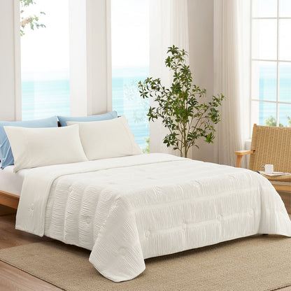 Striped Breathable Cooling Comforter-White