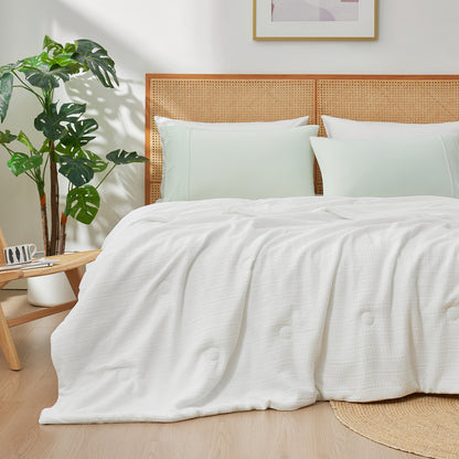 Waffle Dual-Sided Cooling Comforter-White