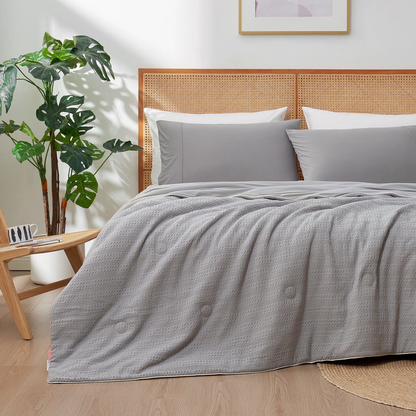 Waffle Dual-Sided Cooling Comforter-Grey