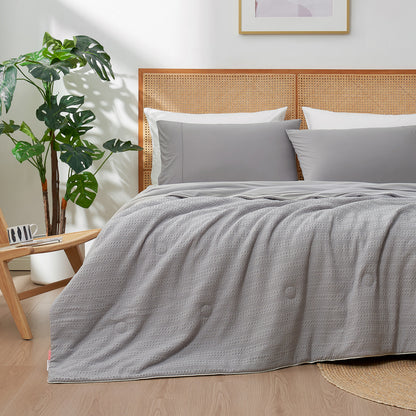 Waffle Dual-Sided Cooling Comforter-Grey