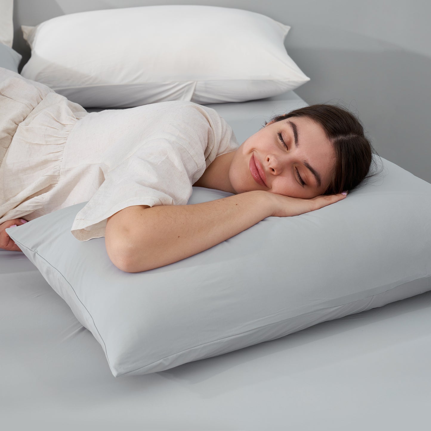 Dream Valley® Cooling Fitted Sheet with Pillowcase Set-Grey