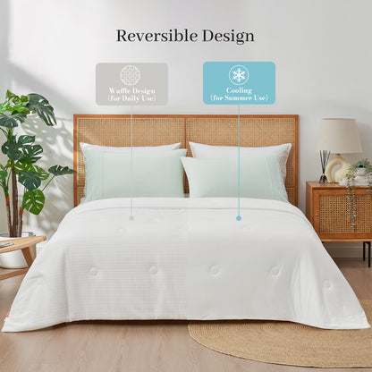 Waffle Dual-Sided Cooling Comforter-White
