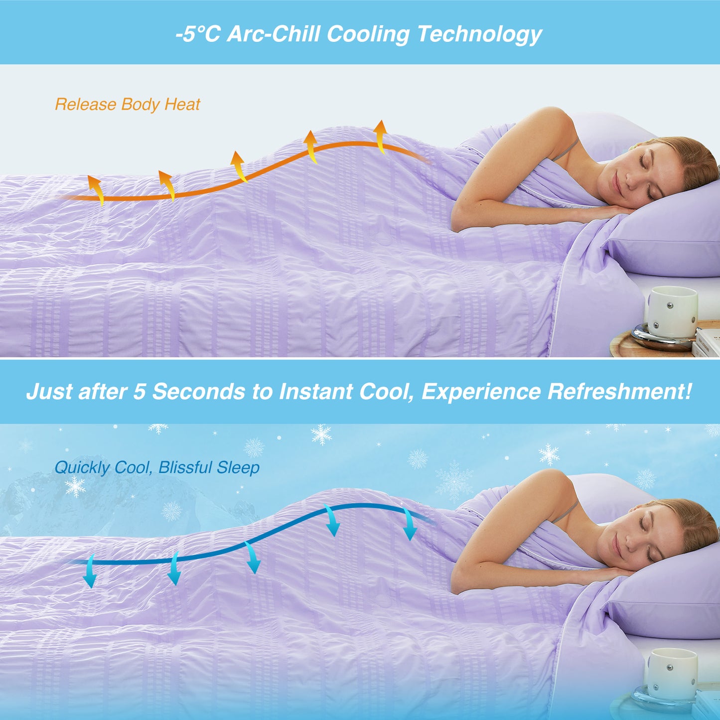 Seersucker Cooling Comforter-Lavender