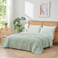 Waffle Dual-Sided Cooling Comforter-Sage Green
