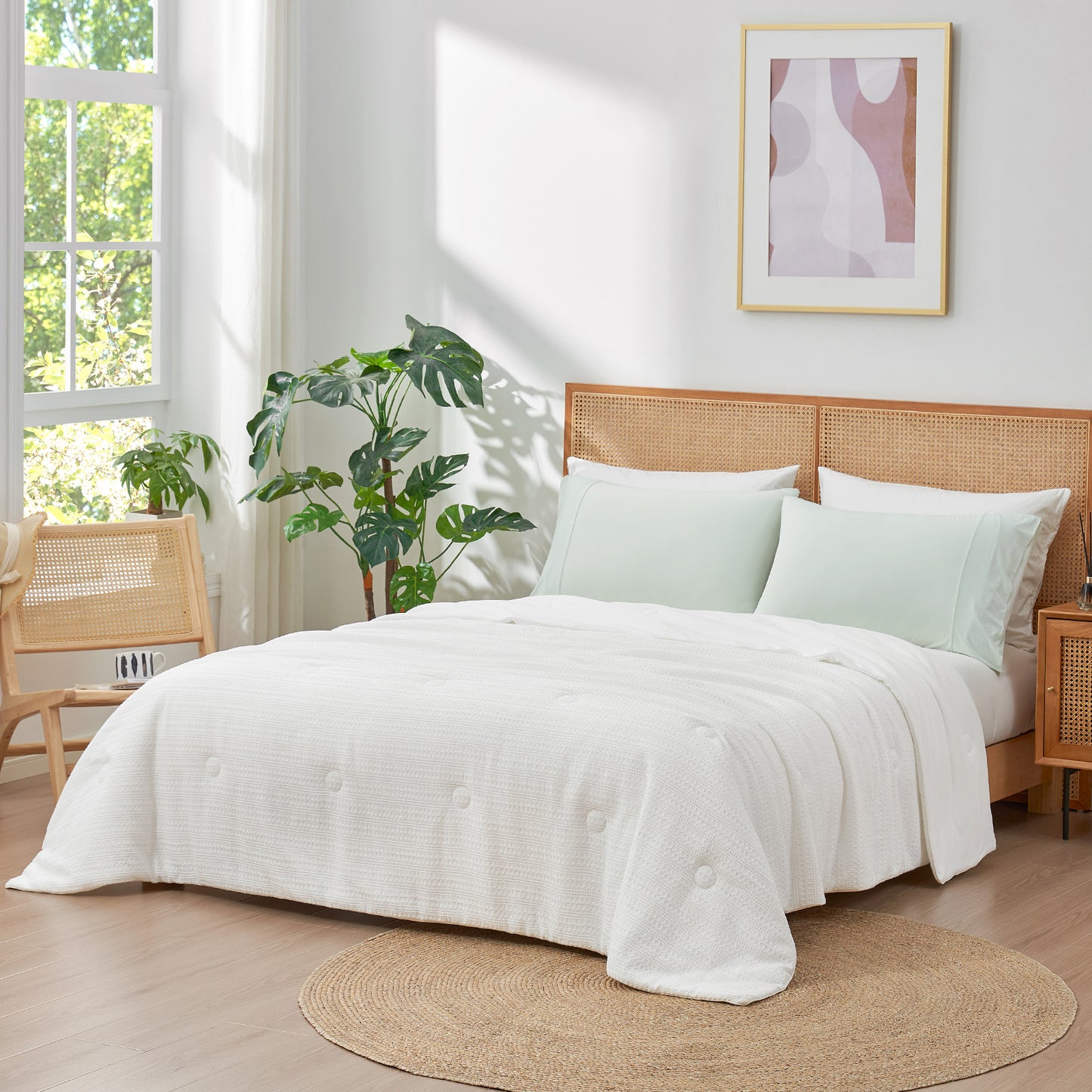 Waffle Dual-Sided Cooling Comforter-White