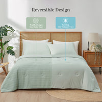 Waffle Dual-Sided Cooling Comforter-Sage Green