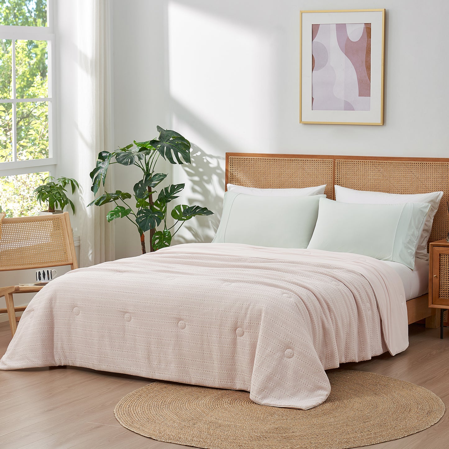 Waffle Dual-Sided Cooling Comforter-Beige