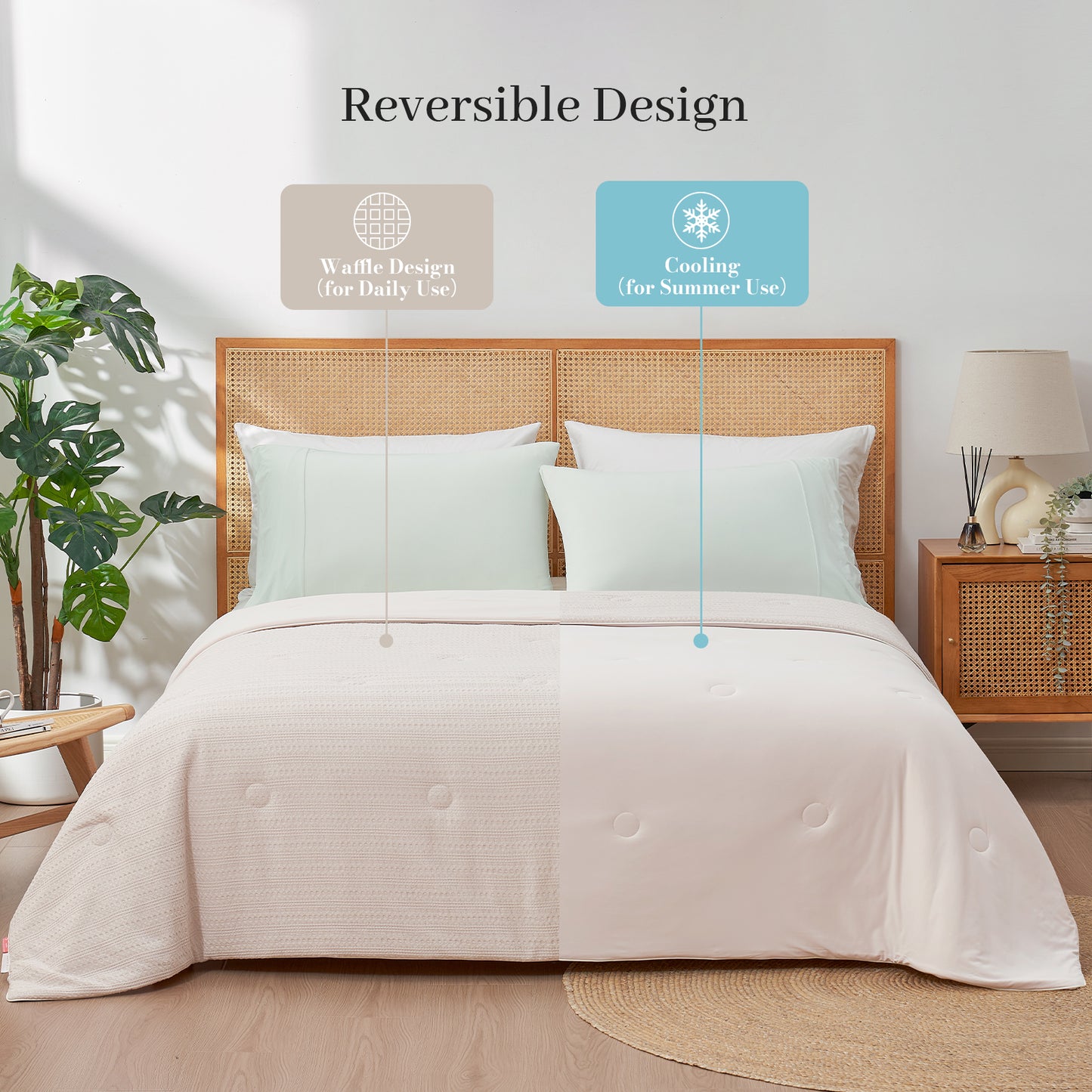 Waffle Dual-Sided Cooling Comforter-Beige