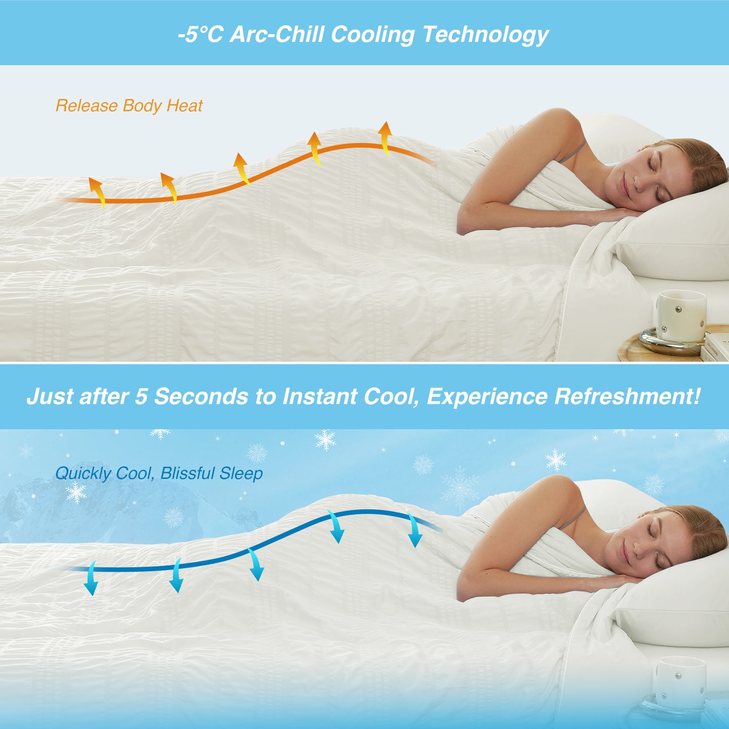 Seersucker Cooling Comforter-Cream White