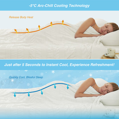 Seersucker Cooling Comforter-Cream White