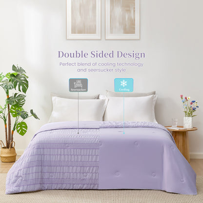 Seersucker Cooling Comforter-Lavender