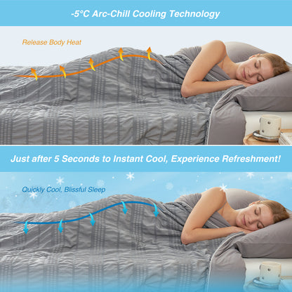 Seersucker Cooling Comforter-Dark Grey