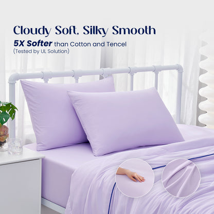 Dream Valley® Cooling Fitted Sheet with Pillowcase Set-Lavender