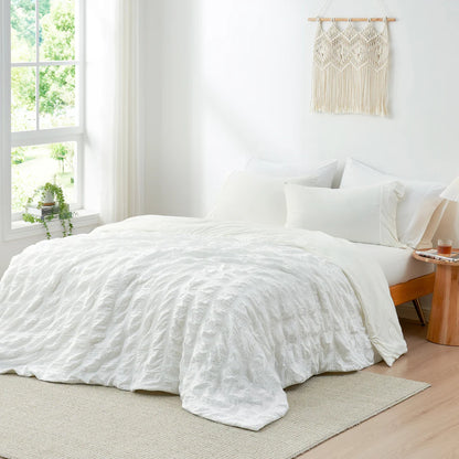 Seersucker Bubble Cooling Comforter-White