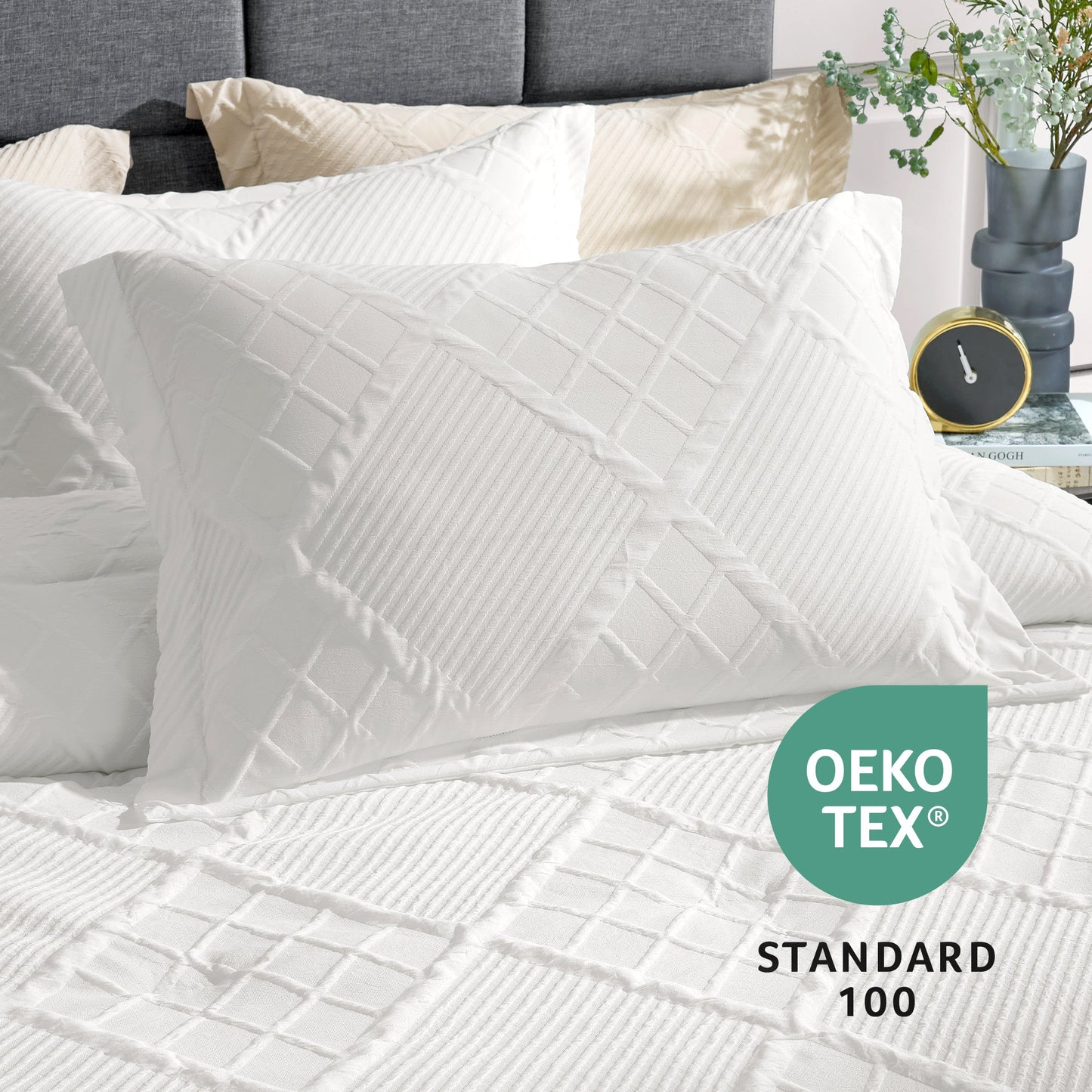 Jacquard Windowpane Comforter Set-White