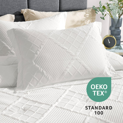 Jacquard Windowpane Comforter Set-White