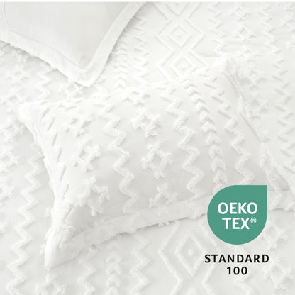 Faux Tufted Cable Comforter Set-White