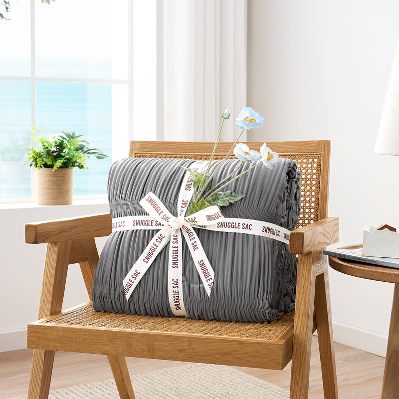 Striped Breathable Cooling Comforter-Grey