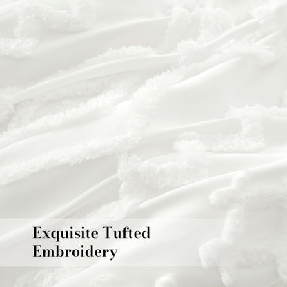 Faux Tufted Cable Comforter Set-White