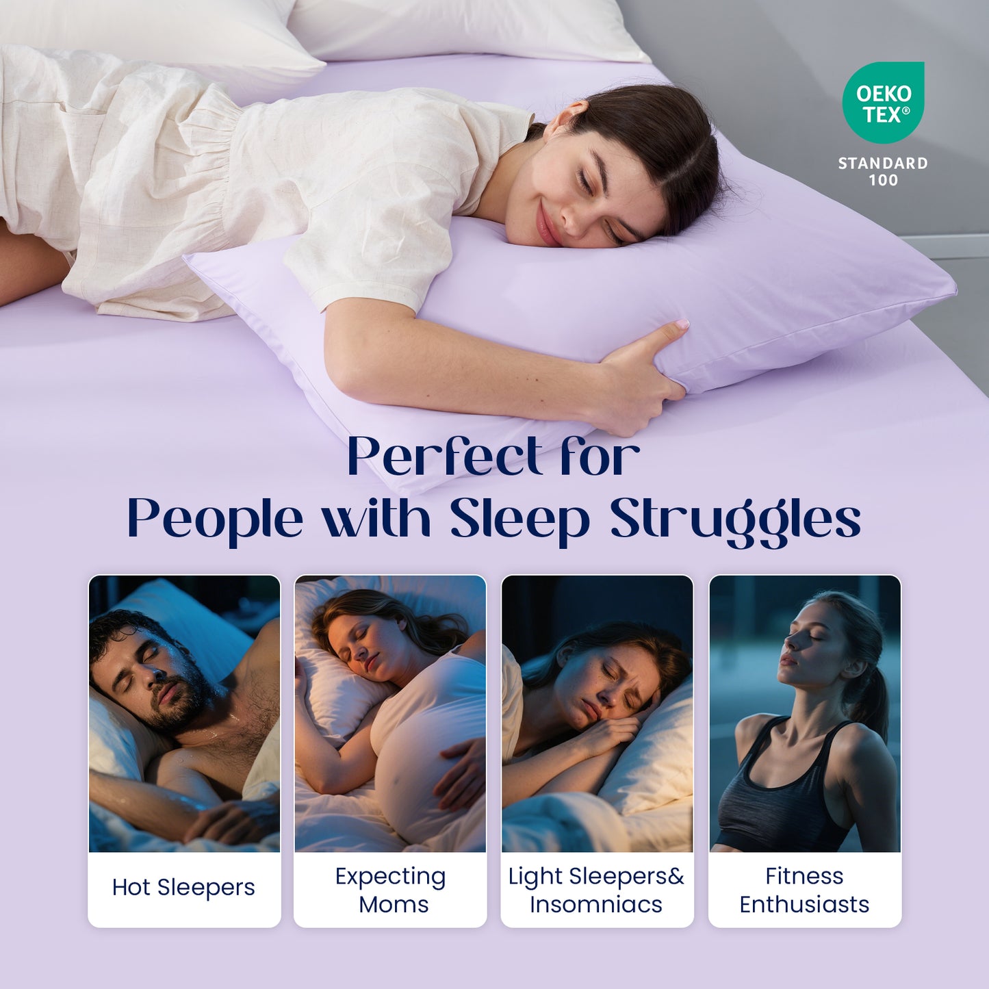 Dream Valley® Cooling Fitted Sheet with Pillowcase Set-Lavender
