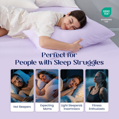Dream Valley® Cooling Fitted Sheet with Pillowcase Set-Lavender