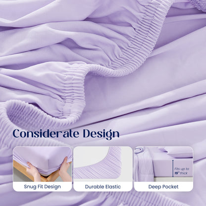 Dream Valley® Cooling Fitted Sheet with Pillowcase Set-Lavender