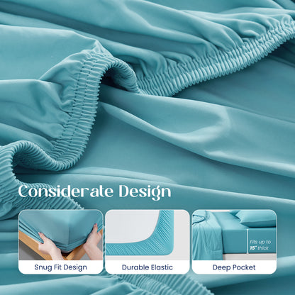 Dream Valley® Cooling Fitted Sheet with Pillowcase Set-Dream Blue