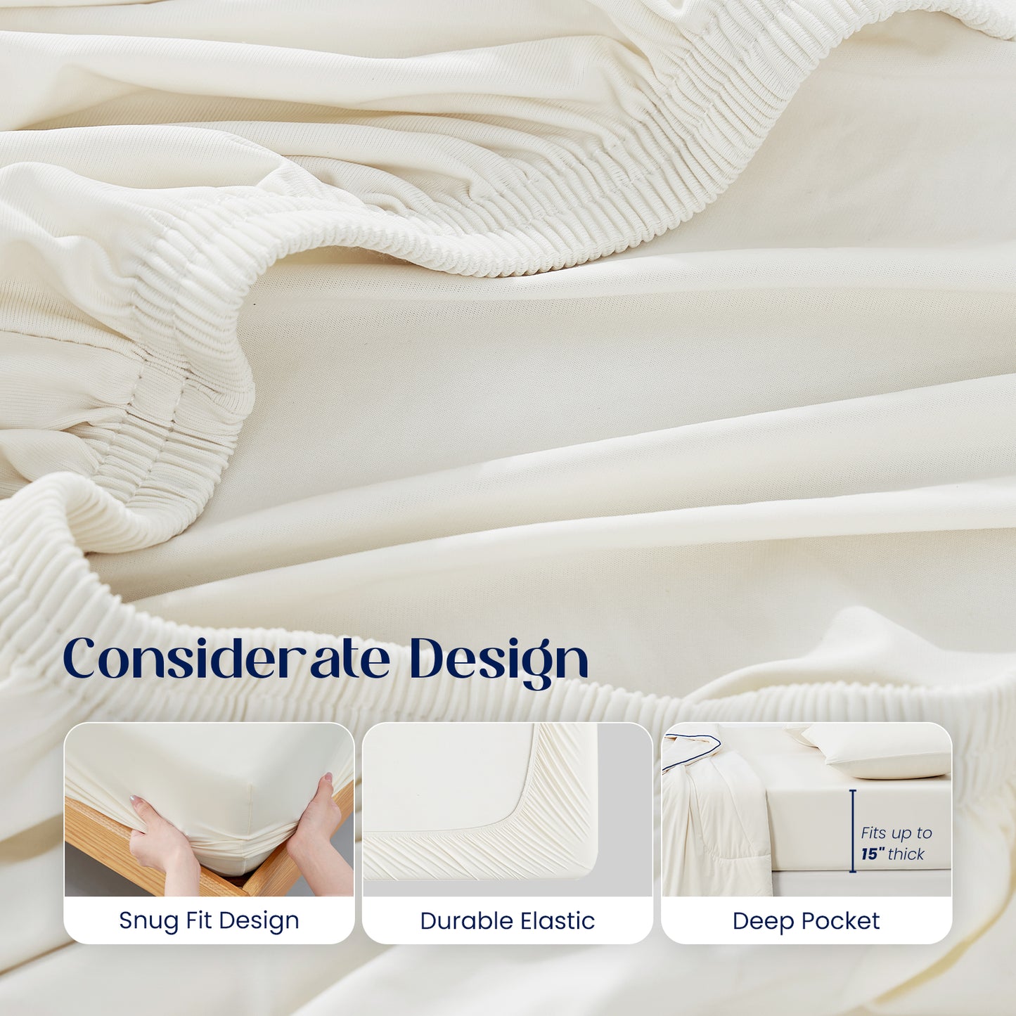 Dream Valley® Cooling Fitted Sheet with Pillowcase Set-Ivory