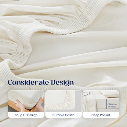 Dream Valley® Cooling Fitted Sheet with Pillowcase Set-Ivory