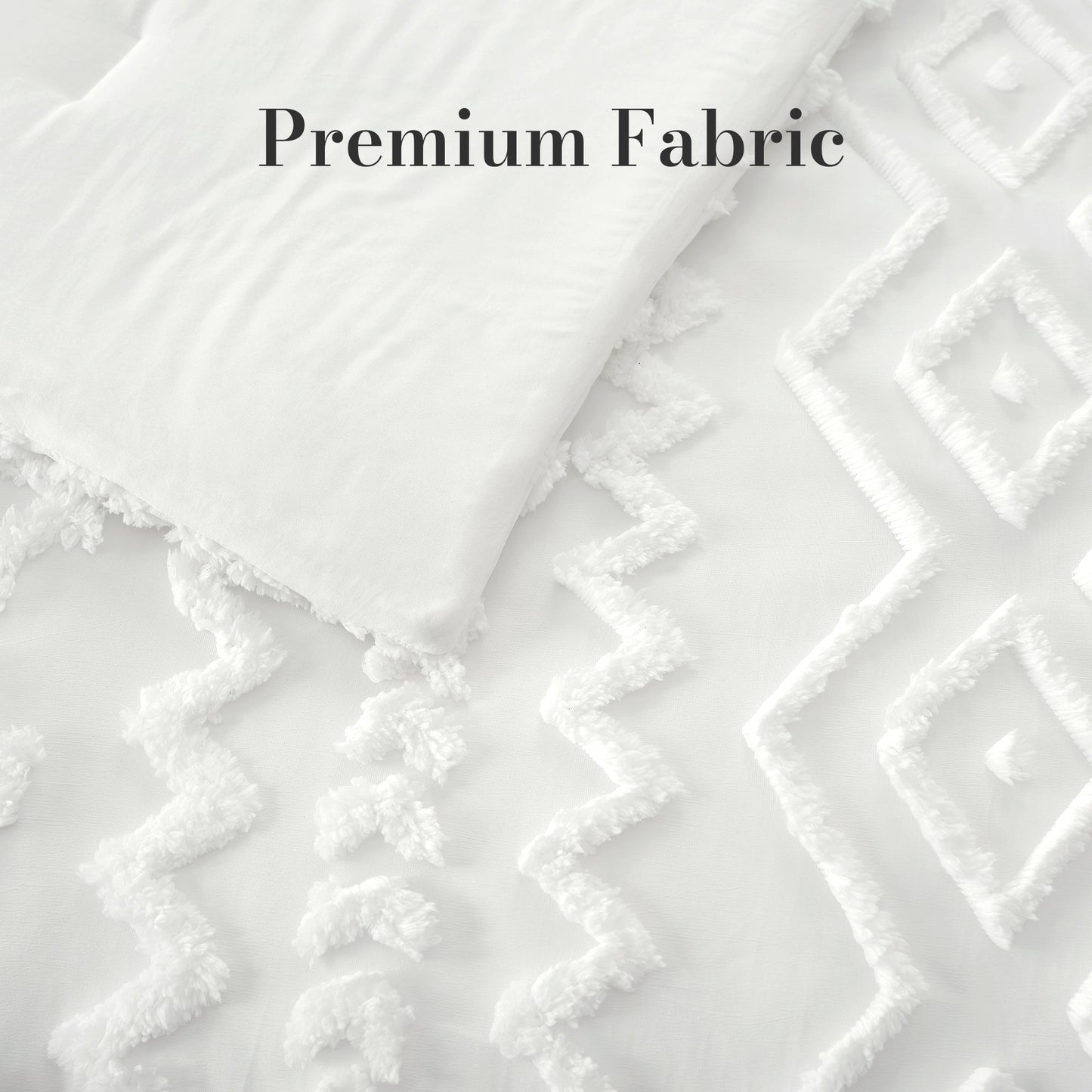 Faux Tufted Cable Comforter Set-White