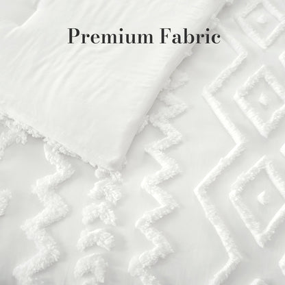 Faux Tufted Cable Comforter Set-White