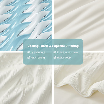 Seersucker Cooling Comforter-Cream White
