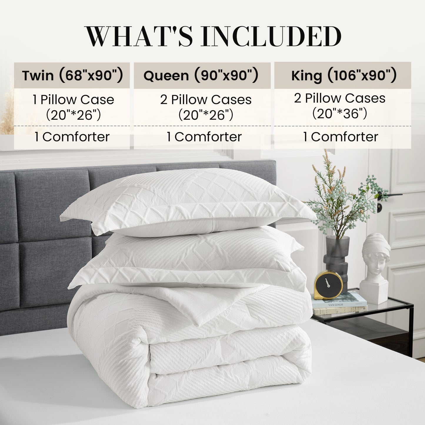 Jacquard Windowpane Comforter Set-White