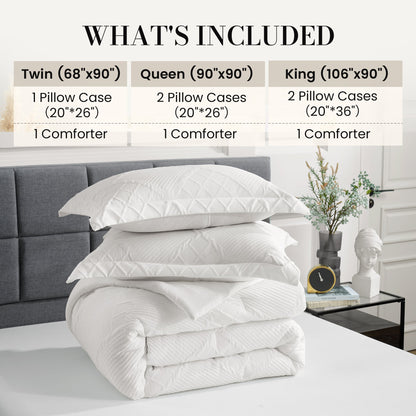 Jacquard Windowpane Comforter Set-White