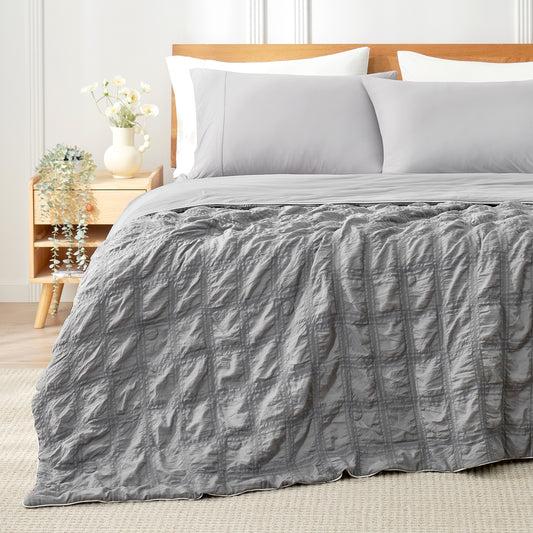 Seersucker Bubble Cooling Comforter-Dark Grey