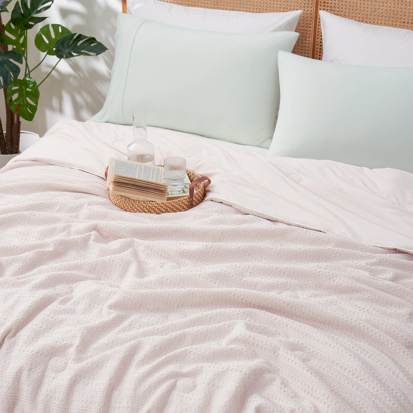 Waffle Dual-Sided Cooling Comforter-Beige