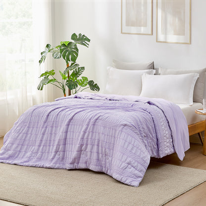 Seersucker Cooling Comforter-Lavender