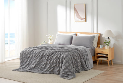 لحاف تبريد فقاعي من قماش السيرسيكر - رمادي داكن