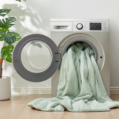 لحاف تبريد مزدوج الجوانب بنمط الوافل - أخضر فاتح 