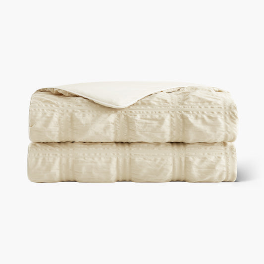 Seersucker Bubble Cooling Comforter-Khaki