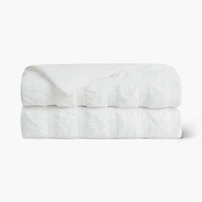 Seersucker Bubble Cooling Comforter-White