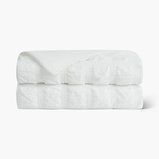 Seersucker Bubble Cooling Comforter-White