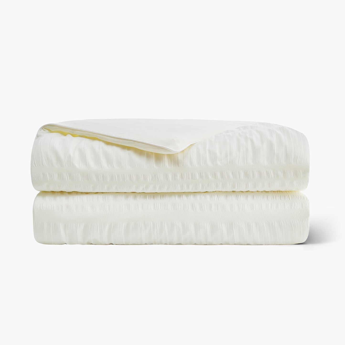 Seersucker Cooling Comforter-Cream White